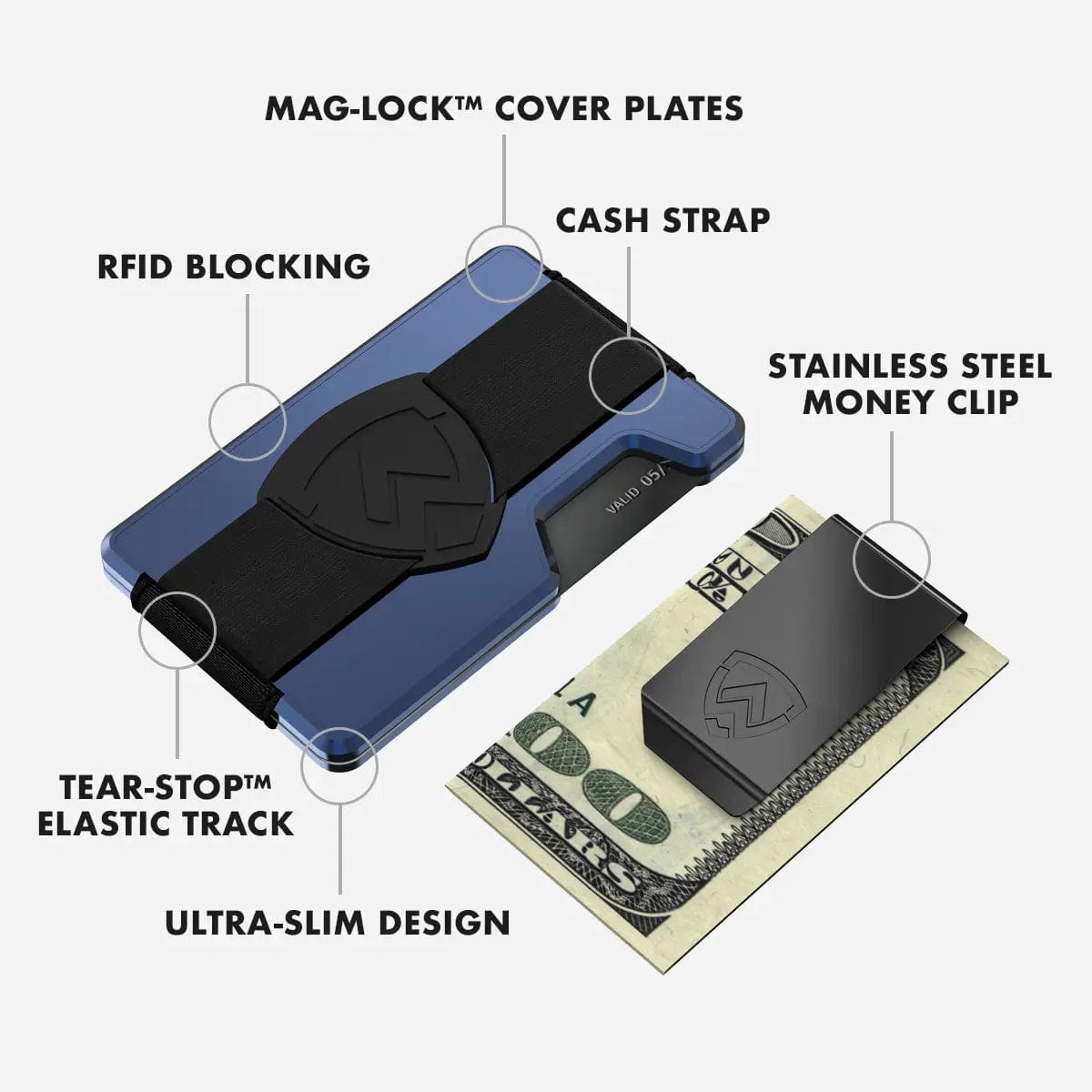 AirTag Money Clip Wallet - Navy Blue