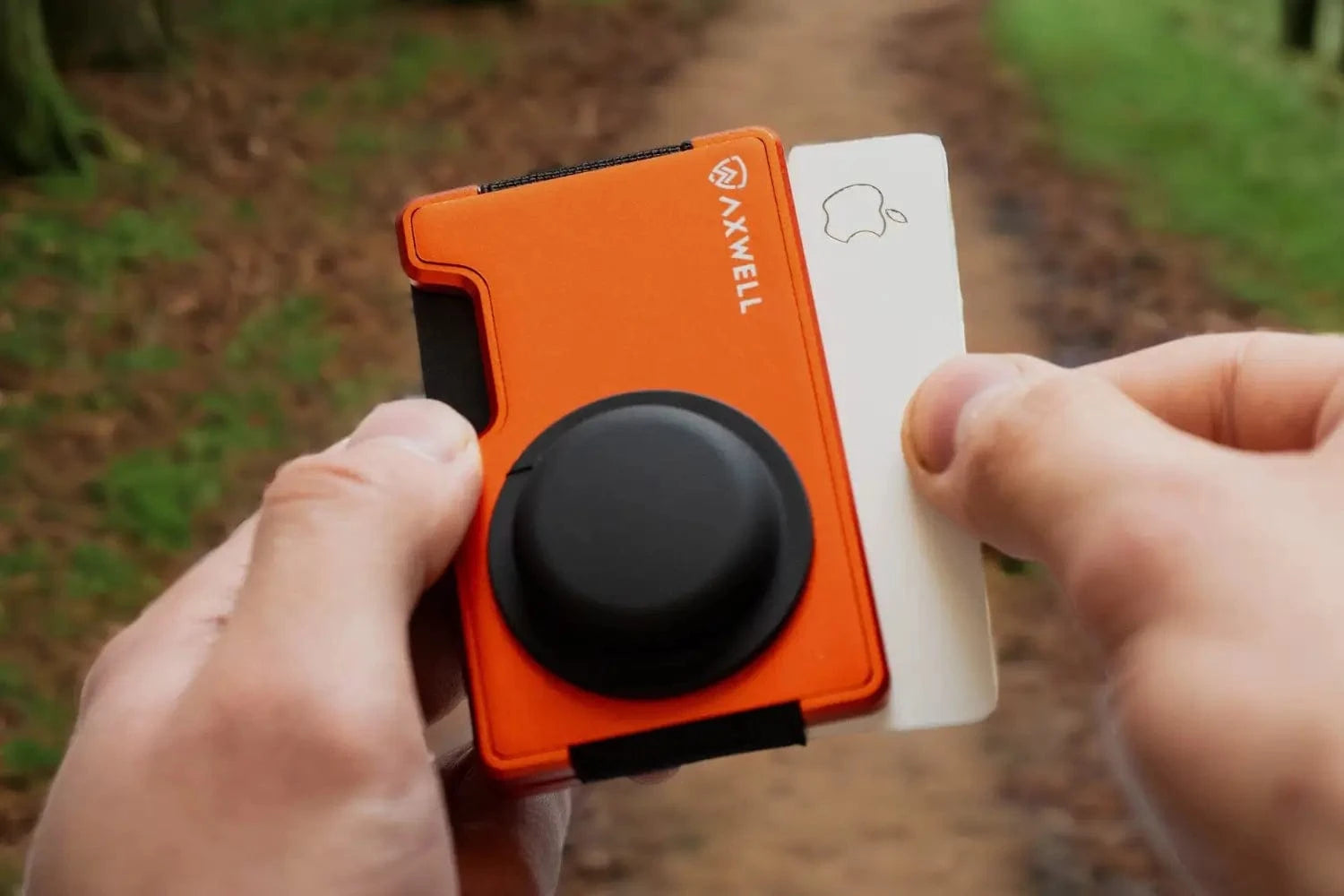 Blaze orange AirTag AX Well wallet