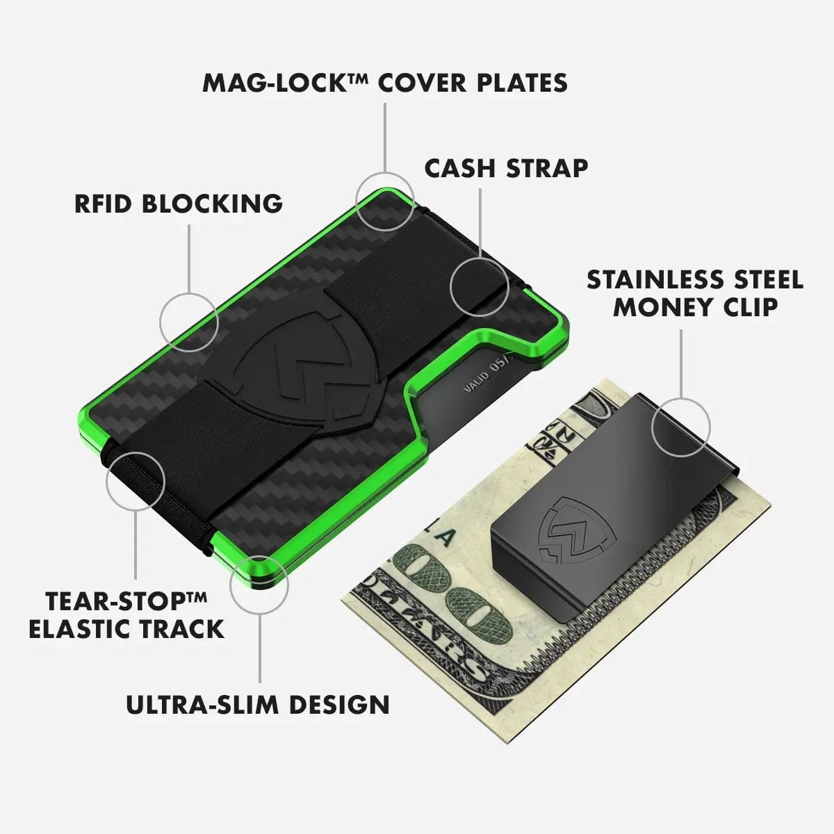 Axwell Wallet - Alien Green Carbon Fiber Wallets & Money Clips Axwell
