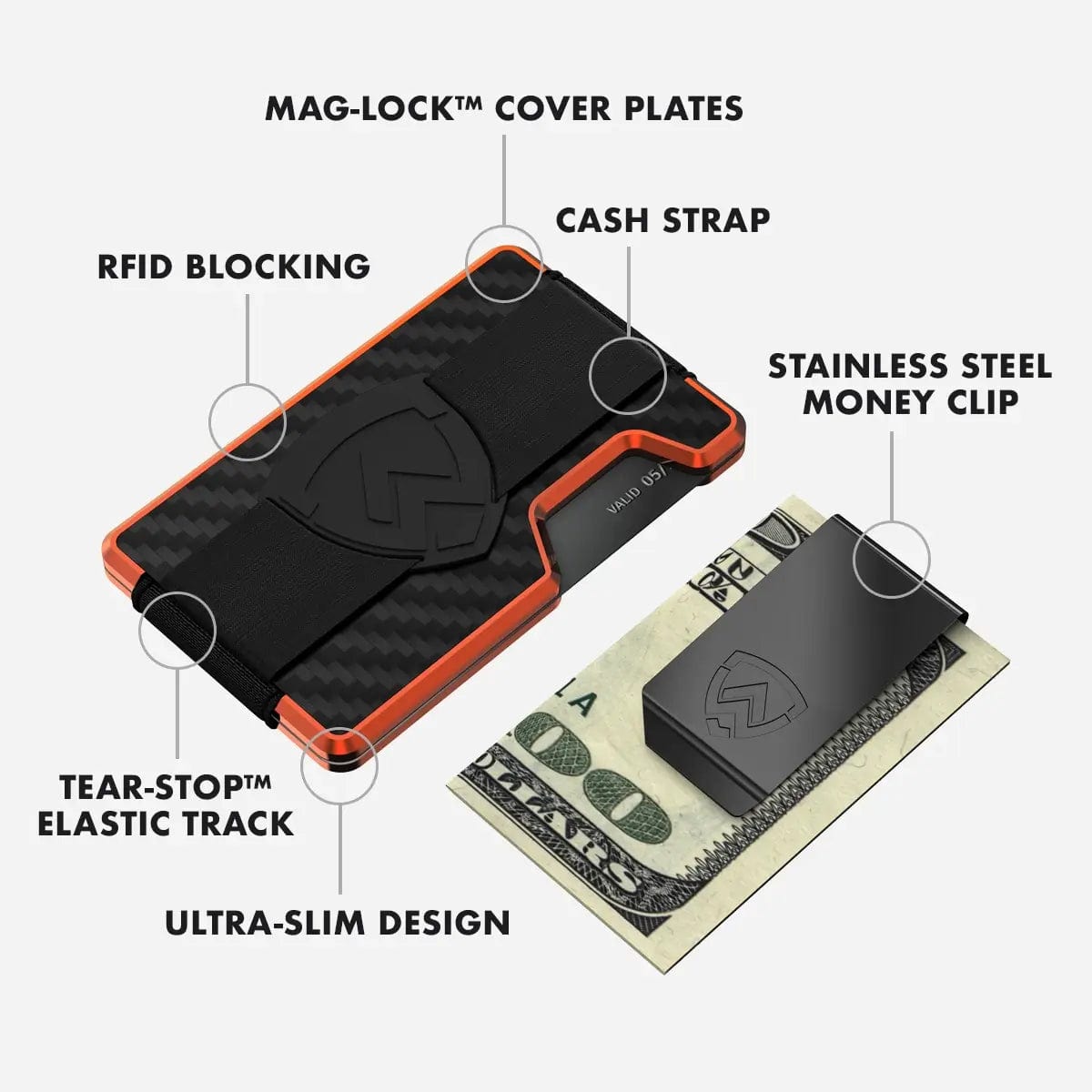 Axwell Wallet - Blaze Orange Carbon Fiber Wallets & Money Clips Axwell