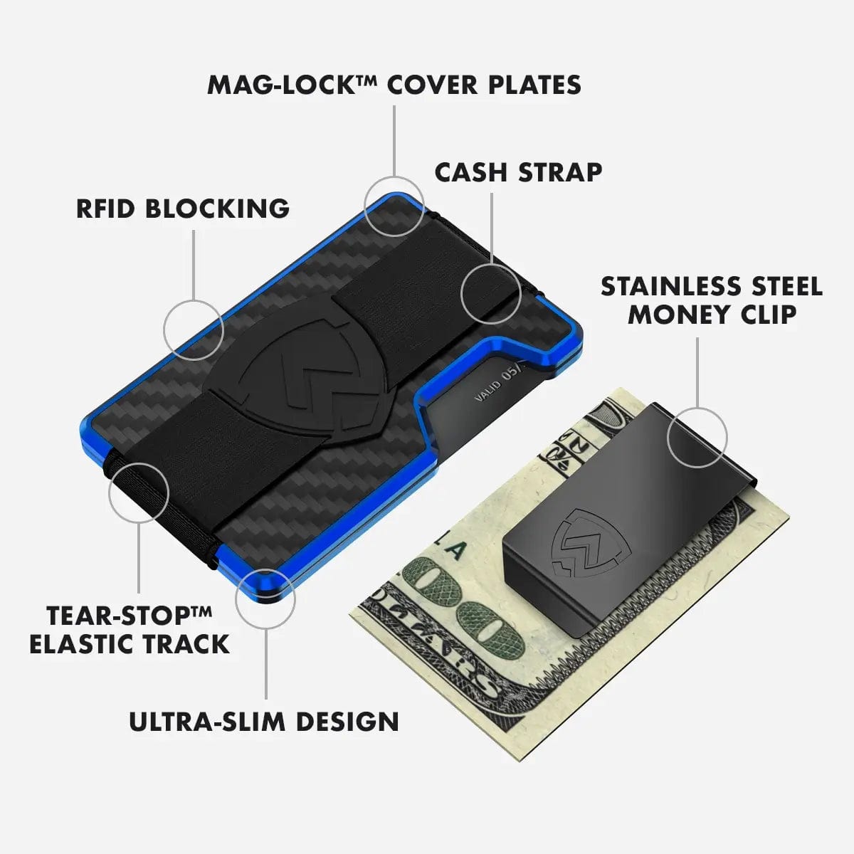 Axwell Wallet - Hyper Blue Carbon Fiber Wallets & Money Clips Axwell