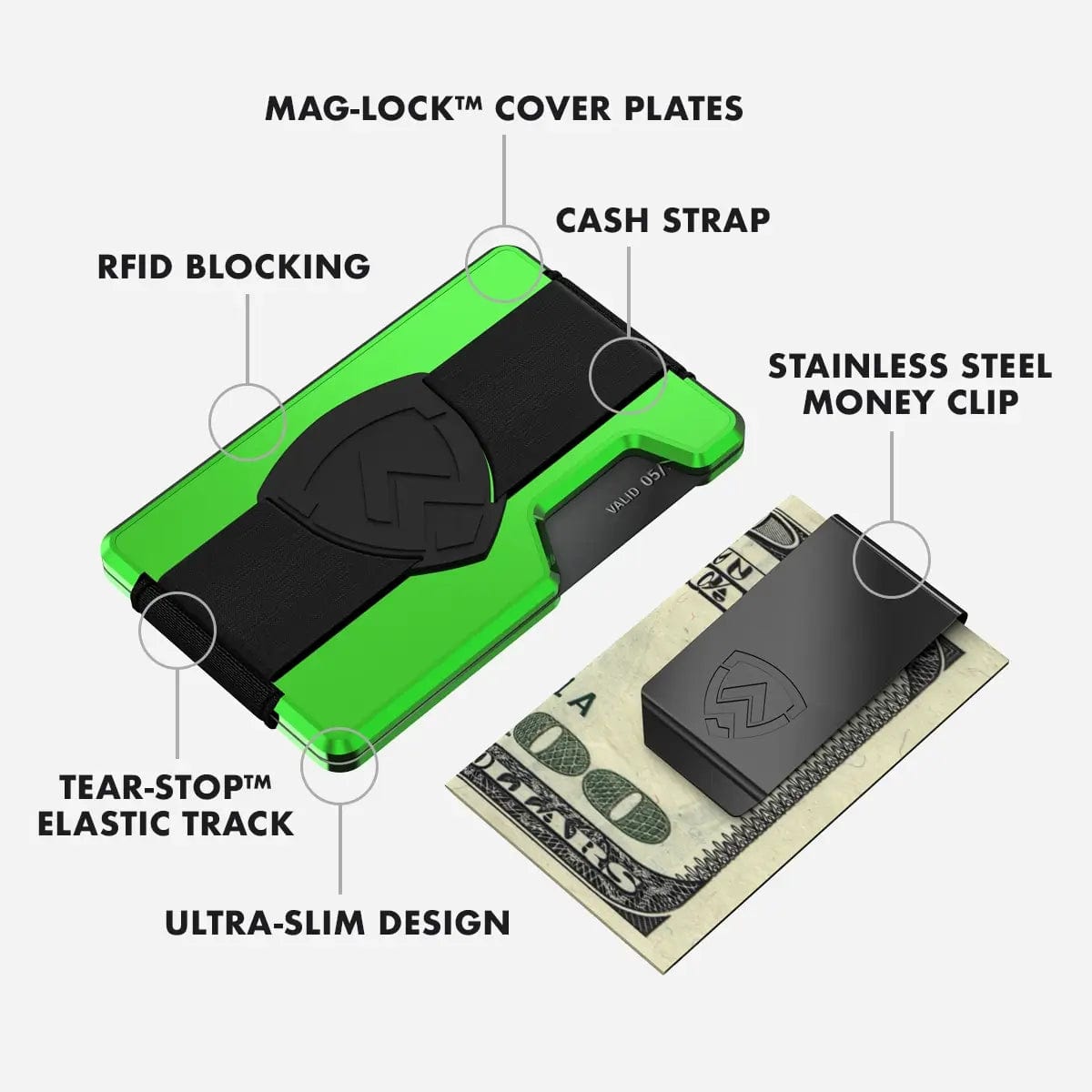 Green Ranger Wallet Wallet with Key Organizer - Alien Green - Axwell Wallet