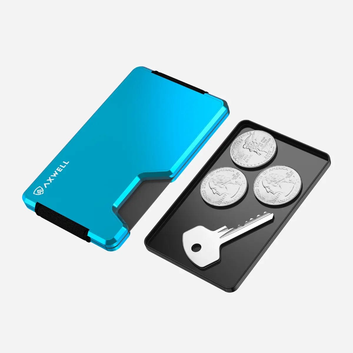 Coin Stack Wallet Wallet with Coin Tray - Bolt Blue - Axwell Wallet