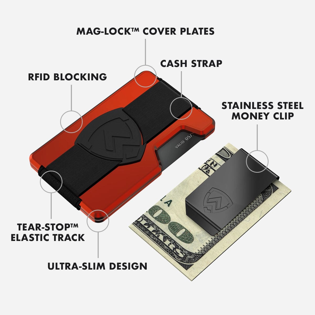 AirTag Money Clip Wallet - Torch Red