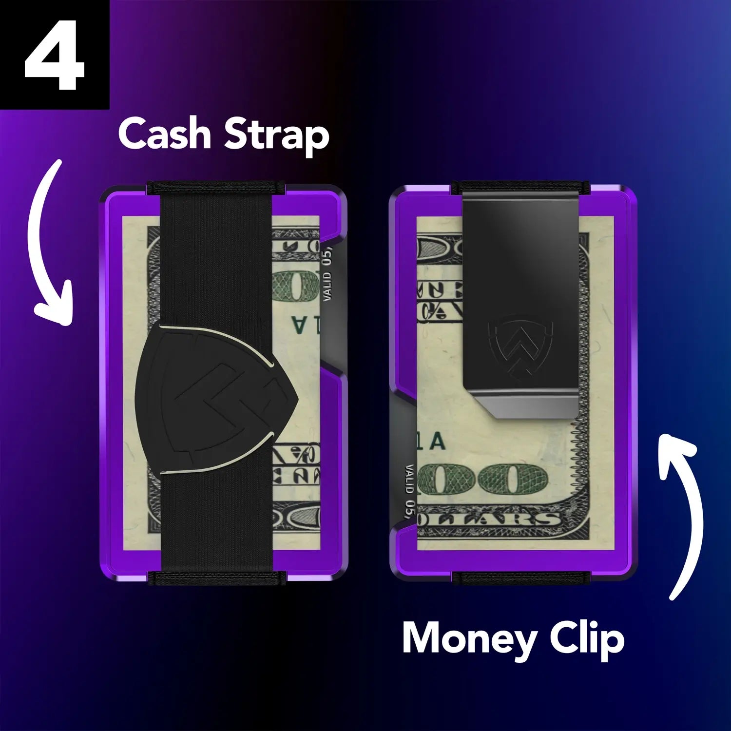 Dual-function wallet with cash strap and money clip 