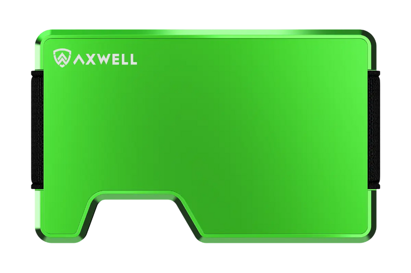 Axwell Wallet Alien Green aluminum, front view